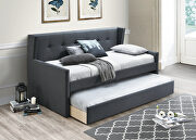 Charcoal leatherette burlap day bed w/trundle main photo