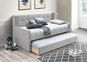 Light gray burlap day bed w/trundle
