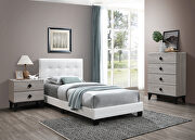 White faux leather upholstery twin bed main photo