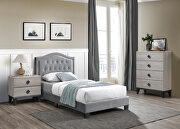 Gray velvet upholstery twin bed main photo