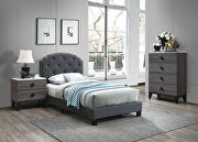 Charcoal burlap upholstery twin bed main photo