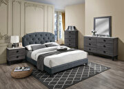 Charcoal burlap upholstery queen bed
