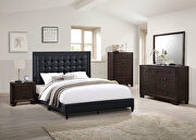 Black faux leather upholstery king bed main photo