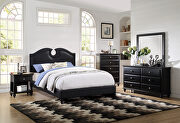 Black faux leather upholstery king size bed main photo