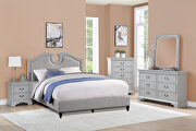 Gray polyfiber wing hb upholstery queen bed main photo