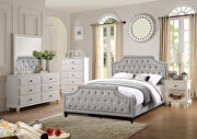 Gray polyfiber fabric upholstery queen bed main photo