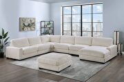 Comfy 7 (Beige) Wide-welt beige corduroy fabric modular sectional sofa