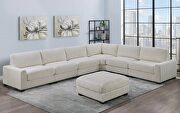 Comfy 7 II (Beige) Wide-welt beige corduroy fabric modular sectional sofa