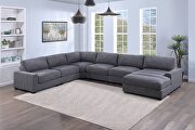 Comfy 6 (Gray) Wide-welt gray corduroy fabric modular sectional sofa