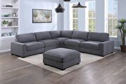 Comfy 6 II (Gray) Wide-welt gray corduroy fabric modular sectional sofa