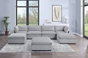 Smooth 7 (Gray) Light gray corduroy 7 pcs modular sectional sofa