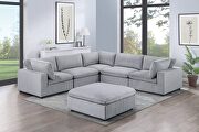 Smooth 6 (Gray) Light gray corduroy 6pcs modular sectional sofa