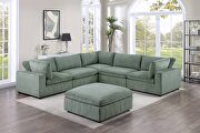 Smooth 6 (Sage) Sage green corduroy 6pcs modular sectional sofa