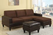 Small caramel sectional with ottoman set main photo