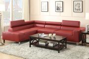 Modern low-profile sectional in burgundy red main photo