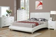 White leatherette platform bed in casual style main photo