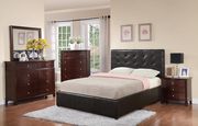 Tufted button chocolate leatherette platform bed main photo