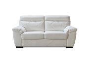 White leather modern loveseat in low profile