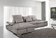 Gray microfiber sleek sectional couch w/ storage main photo