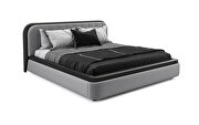 Cosmo (Gray / Black) Stylish two-toned fabric / faux leather storage king bed