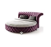 Florence (Purple) Elegant velvet fabric tufted round bed