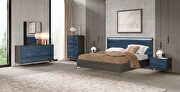Blue lacquer Italian glossy modern bed