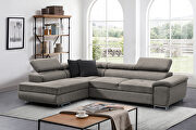 Madrid (Light Gray) LF Storage light gray microfiber sectional couch