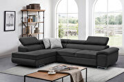 Storage dark gray microfiber sectional couch main photo