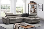 Madrid (Light Gray) RF Storage light gray microfiber sectional couch