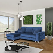 Alfredo Mini (Blue) LF Sleeper sectional sofa in velvet fabric