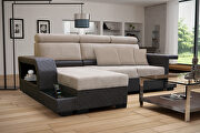 Amaro (Two-Toned) LF Two-toned sleeper sectional w/ built-in bookcases in left shape