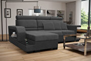 Two-toned sleeper sectional w/ built-in bookcases in left shape main photo