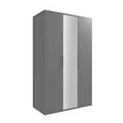Bonnie (Gray) 3 door casual style wardrobe in gray  w/ 1 mirrored door