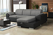 Marcel (Gray) RF Sleeper sectional sofa in gray