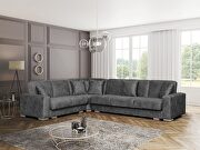 Norman (Gray) Stylish diamond pattern tufting sectional w/ bed and storage
