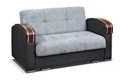 Wooden arms sofa bed loveseat / sleeper in gray