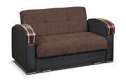 Wooden arms loveseat bed / sleeper in brown