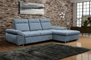 Selly Mini RF Right-facing gray fabric size sofa w/ sleeper and storage