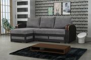 Tommy (Gray) LF Gray left-facing two-toned sleeper sofa w/ storage