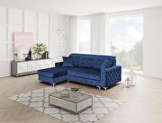 Verso Mini (Blue) LF Tufted button design sleeper sectional sofa