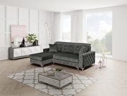 Verso Mini (Gray) LF Tufted button design sleeper gray sectional sofa