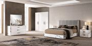 White / gray contemporary sleek style king bed main photo