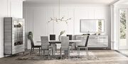 Contemporary glossy gray dining table w/ extension