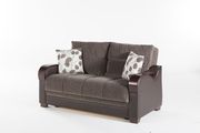 Drastic contemporary two-toned brown storage loveseat