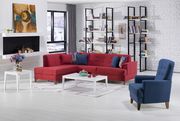 Storage / convertible sectional in red fabric main photo