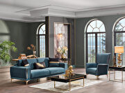 Exclusive desing gold trim green finish low profile sofa main photo