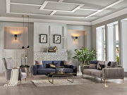 Carlino (Navy) Exclusive desing gold trim navy finish low profile sofa