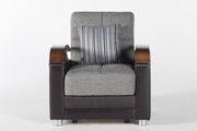 Gray chenille fabric storage chair w/ bed ability