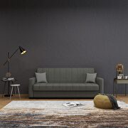 Charcoal gray fabric sleeper / storage sofa main photo