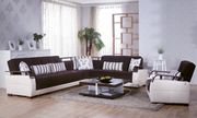 Natural (Colins Brown) Modern sleeper sofa sectional & chair set